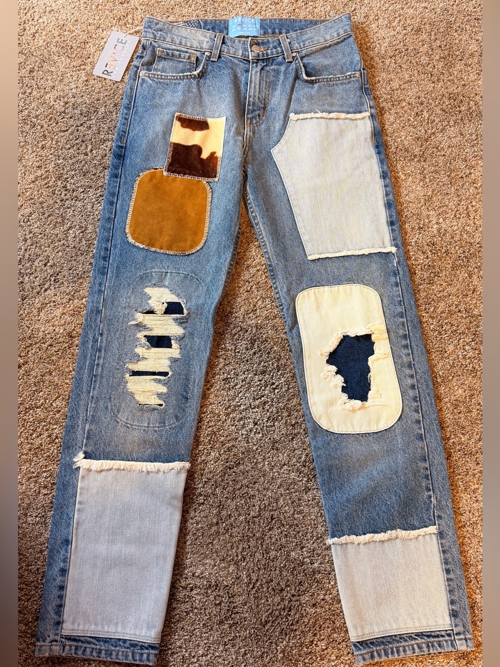REVICE Denim The GraduateOut West 29 Patchwork Blue Jeans - NWT
